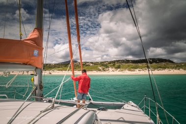 Take It Easy anchoring at Key Island Bay, Cape Barren Island